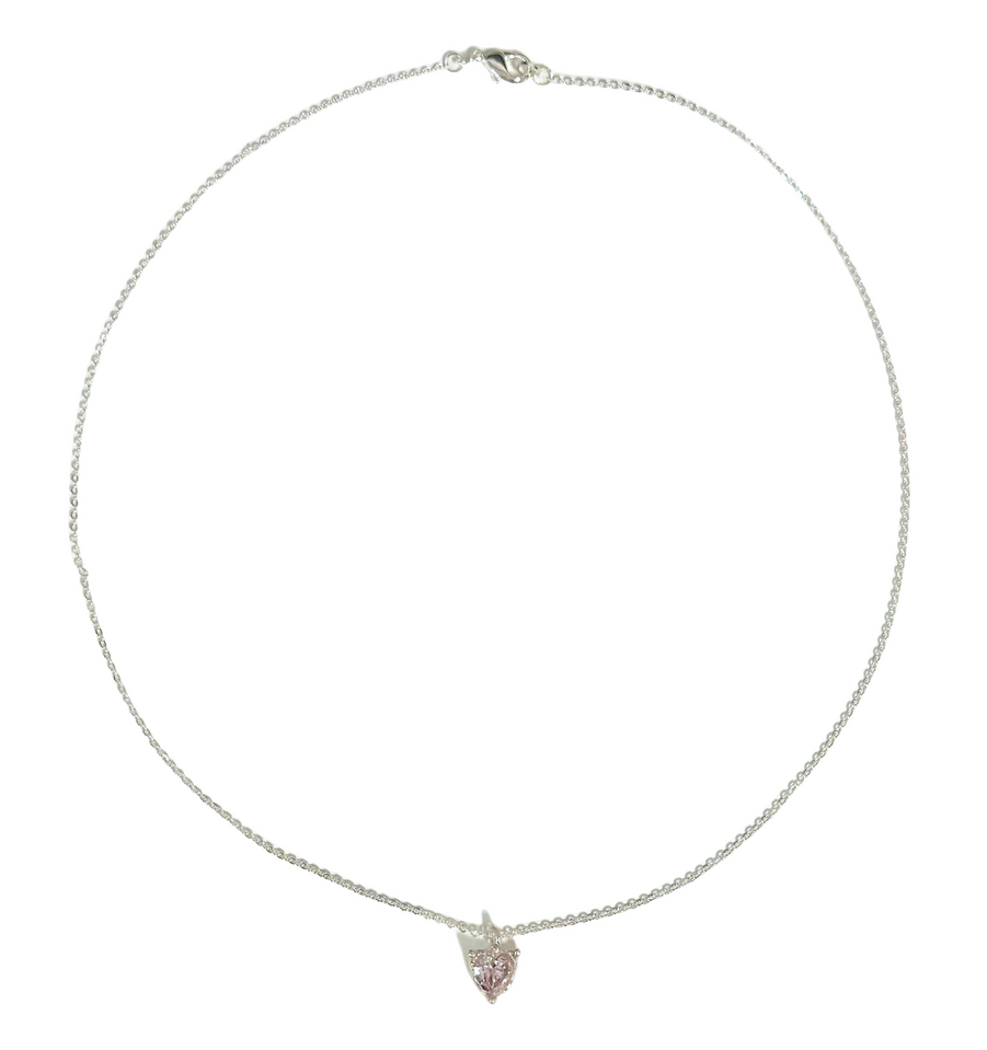 pink gem necklace (silver) $75