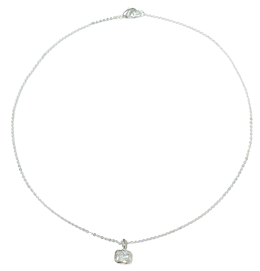 New! Classic Gem Necklace (Silver) $50